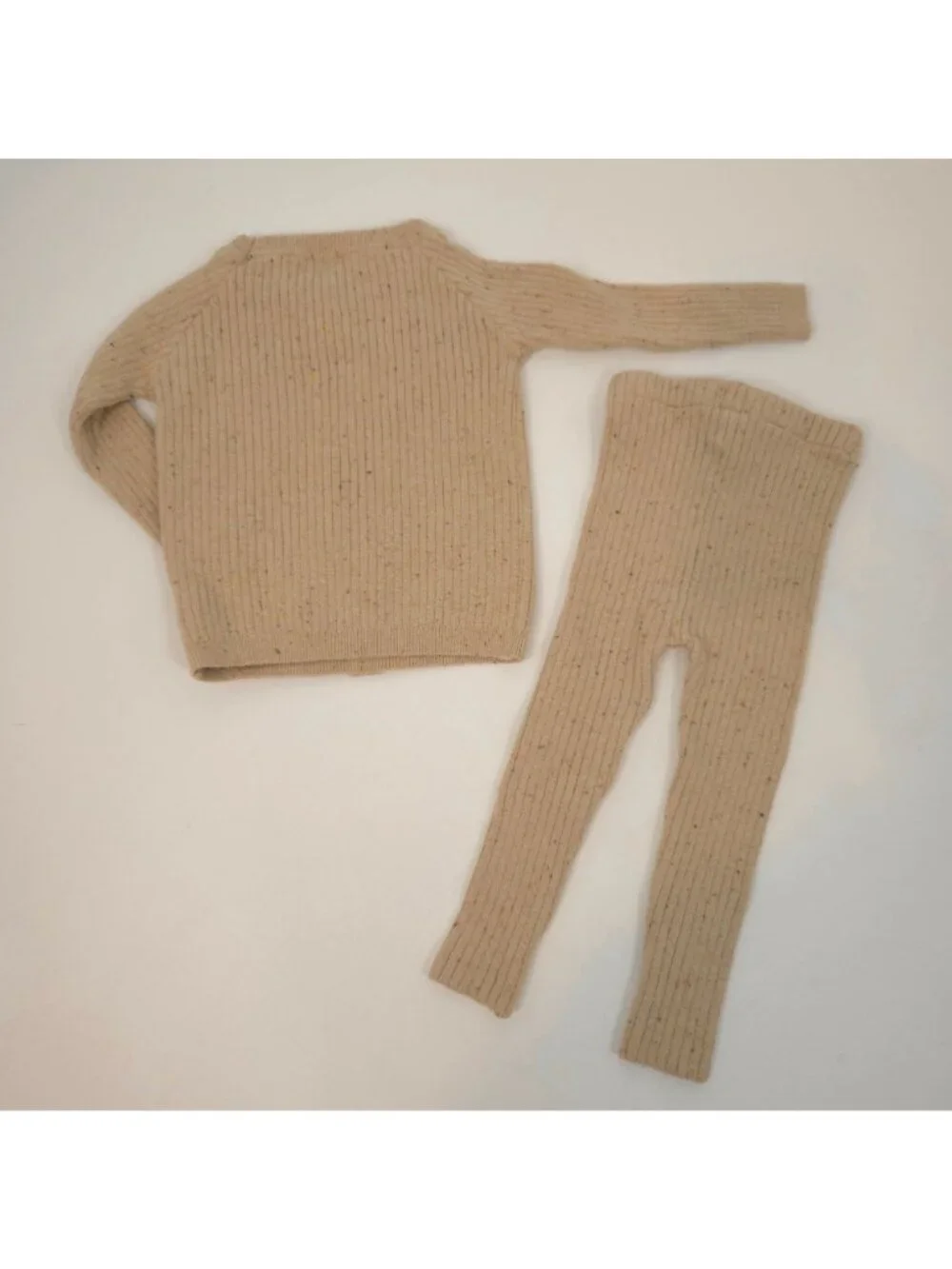 Analogie by Lil Legs Ribbed Sweater & Pants Set Tan Toffee Speckle Knit Size 24M